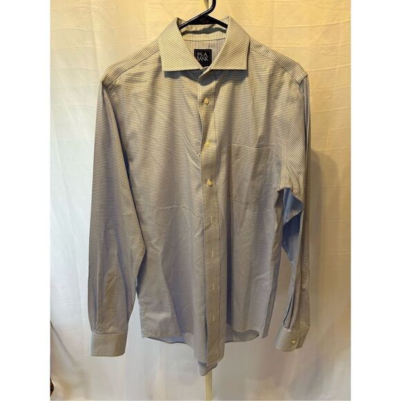 Jos A Bank Traveler Travel/Tech slim fit 16-36 blue white gingham EUC - Picture 1 of 7